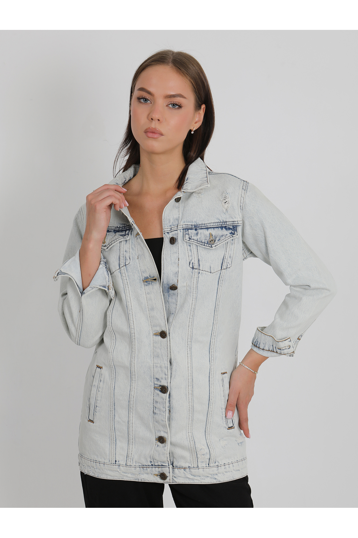 BUZ MAVİ KOT CEKET JEANS YENİ SEZON 2026