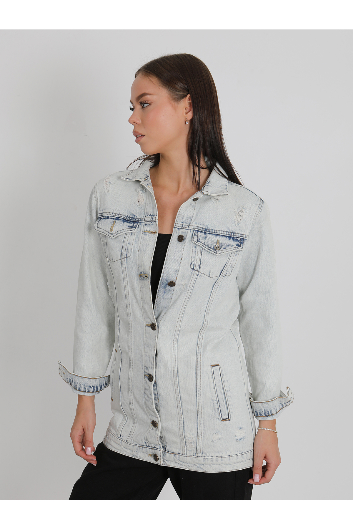 BUZ MAVİ KOT CEKET JEANS YENİ SEZON 2026