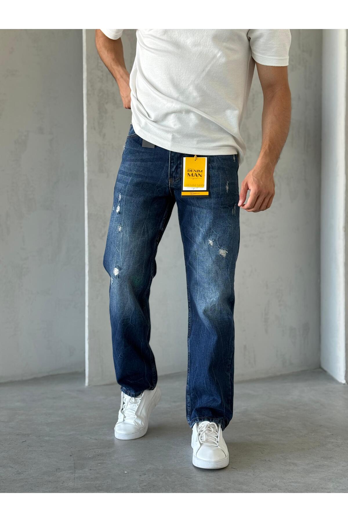 Lacivert- DNM Lazer Detaylı Baggy Pantolon