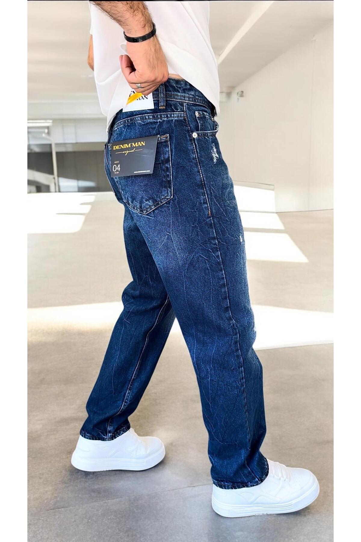 Lacivert- DNM Lazer Detaylı Baggy Pantolon
