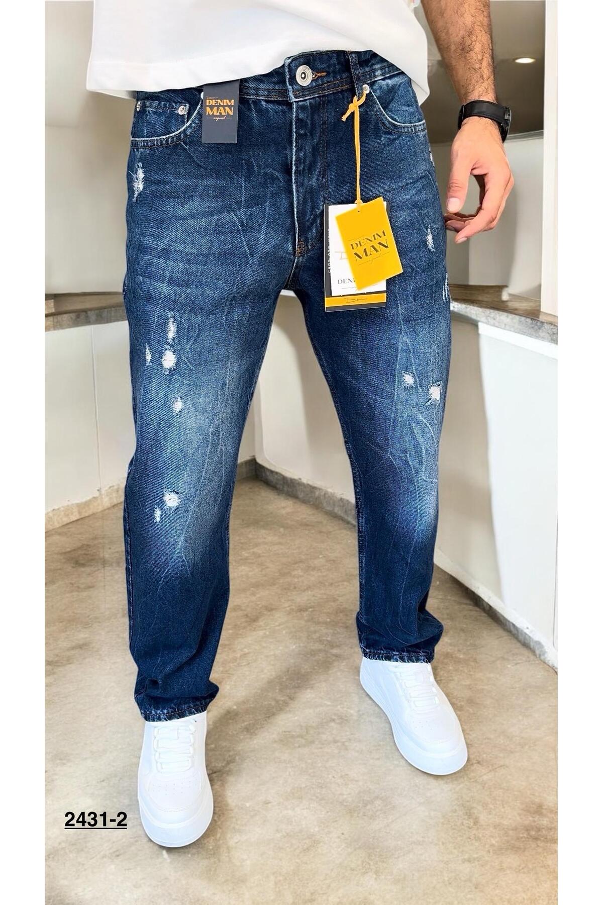 Lacivert- DNM Lazer Detaylı Baggy Pantolon