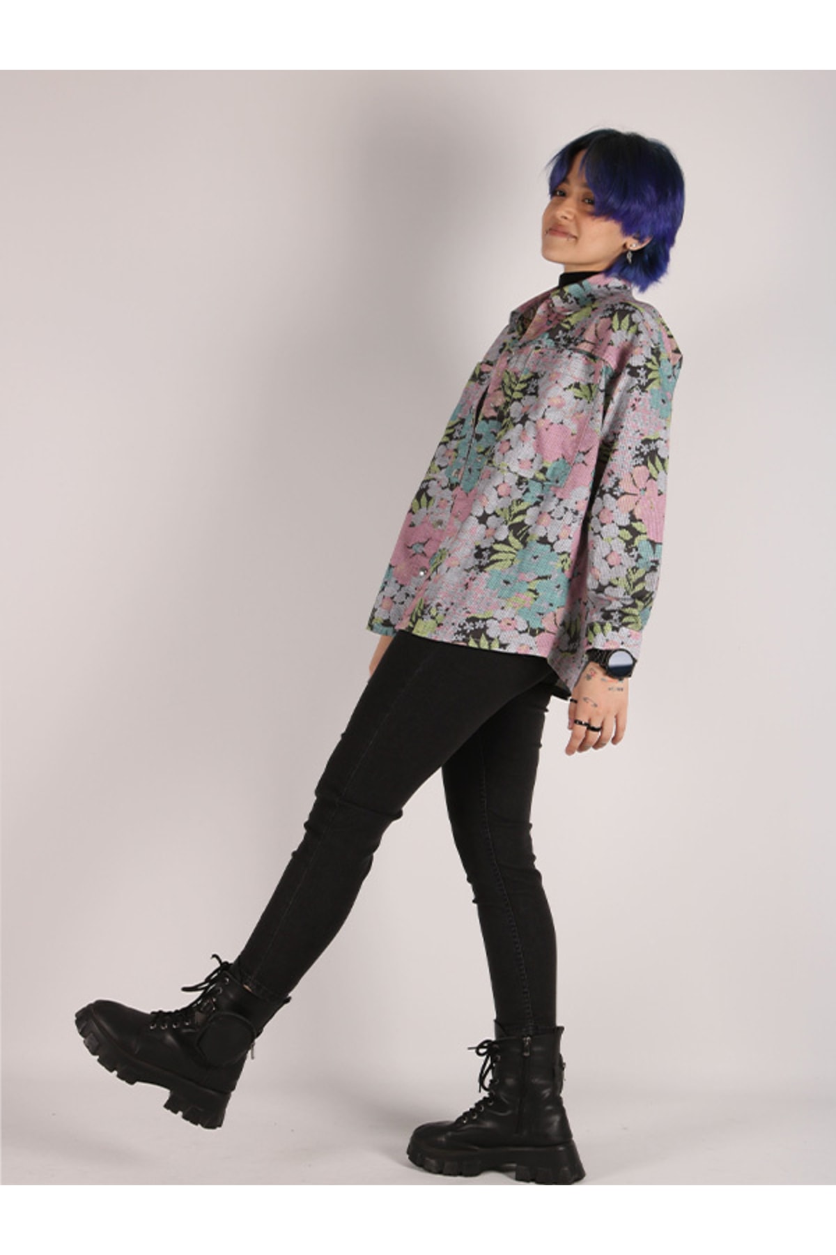 Kadın Çiçek Desenli Ceket