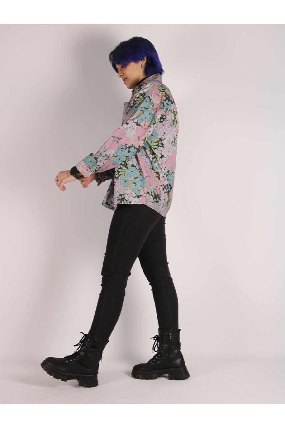 Kadın Çiçek Desenli Ceket