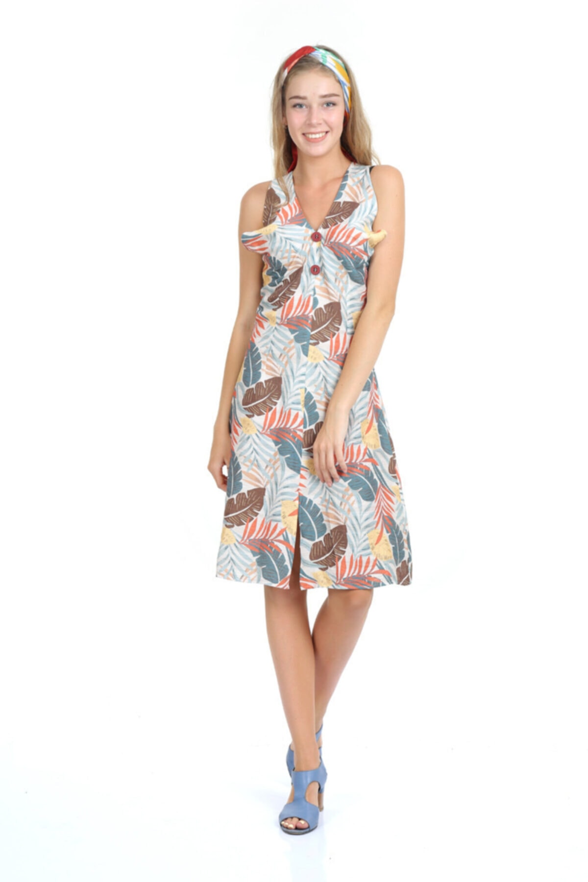 Kadın Çiçek Desenli Elbise Yazlık