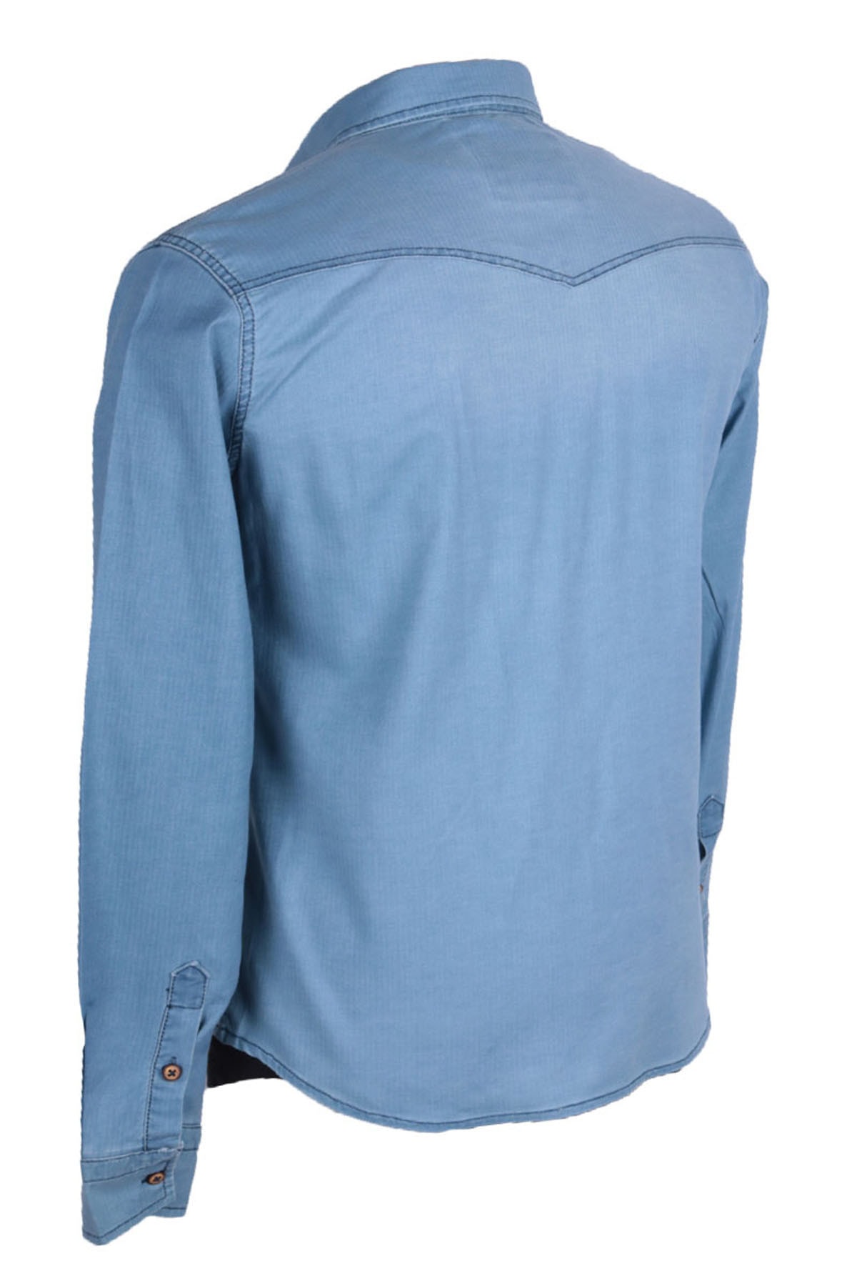 Erkek Açık Mavi Balık Sırtı Gömlek