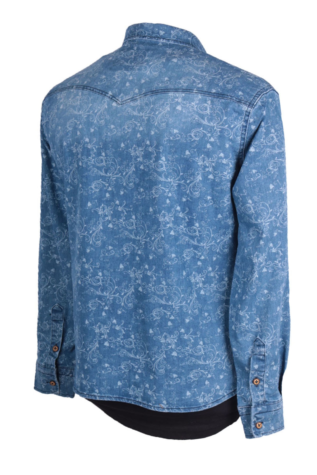 Erkek Mavi Desenli Uzun Kol Gömlek 83294
