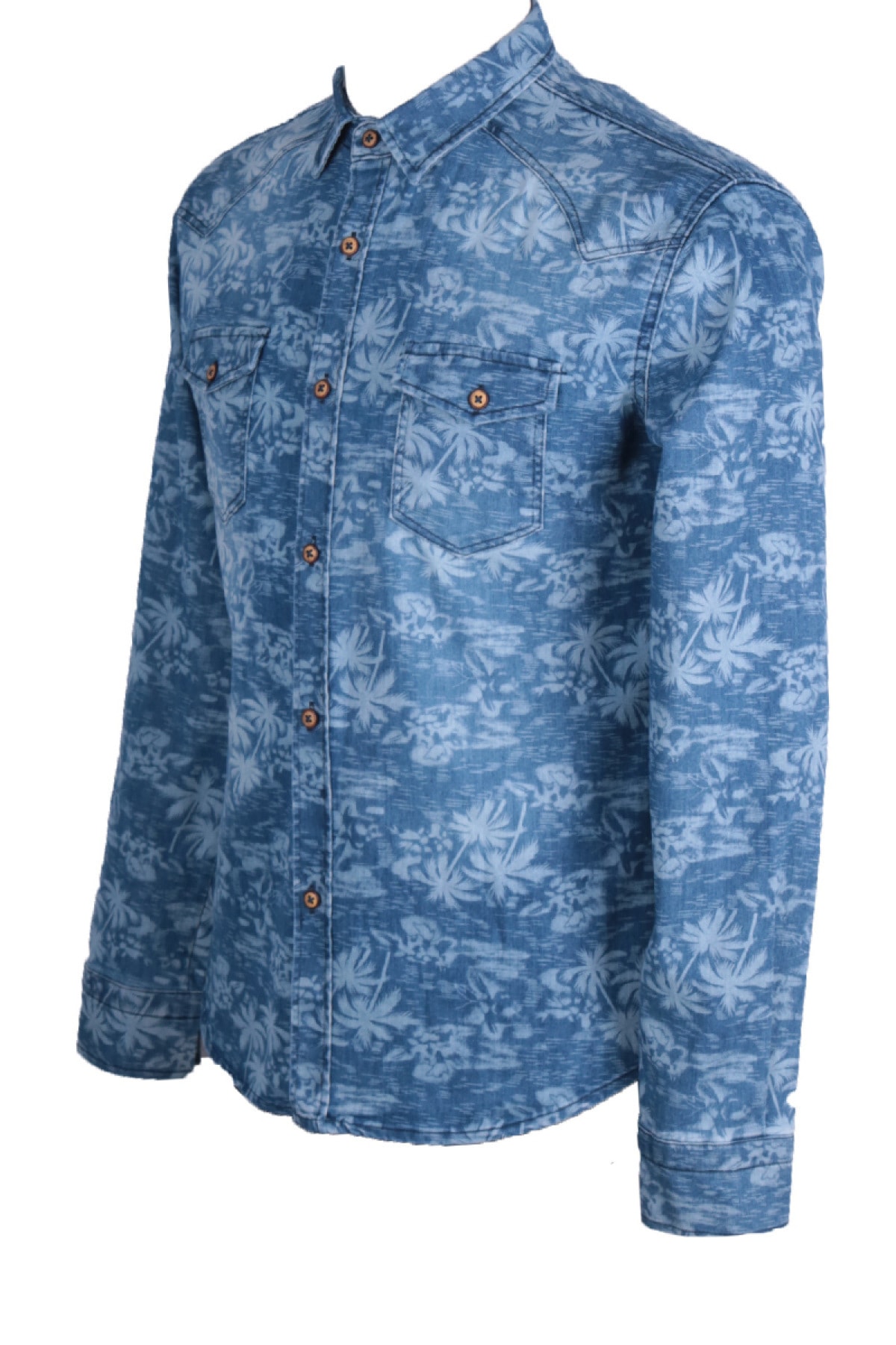 Erkek Mavi Baskılı Gömlek Vkngsj83284