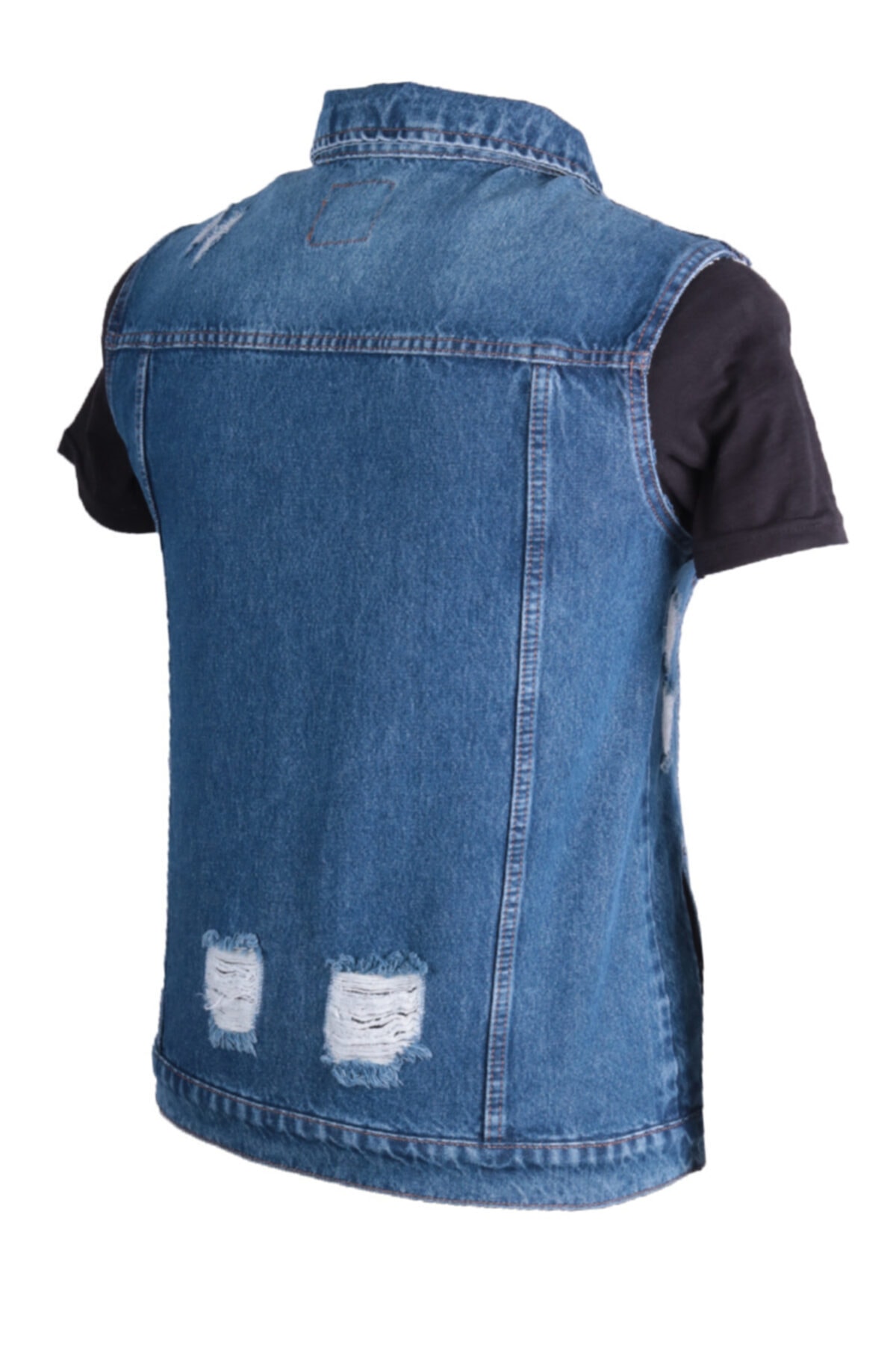 Erkek Yelek Mavi Lazer Işlemli