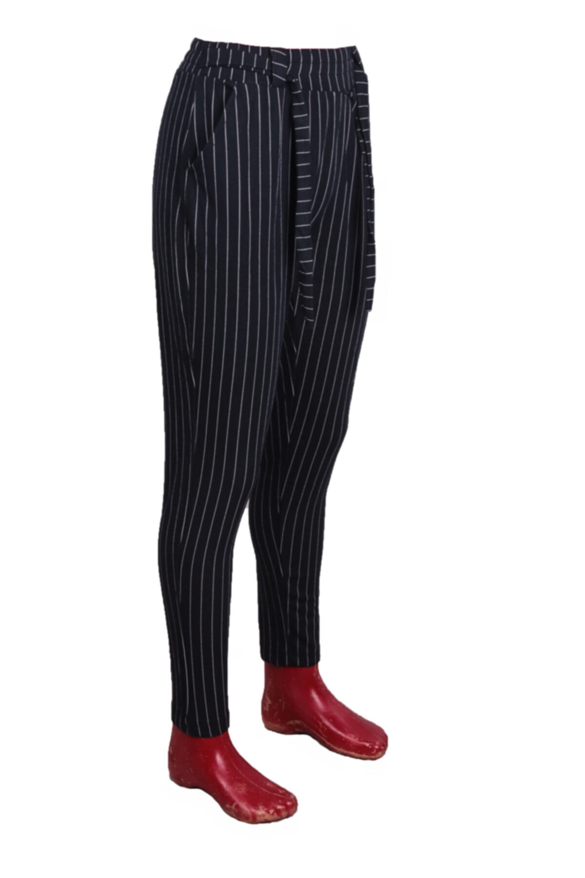 Kadın Lacivert Yürüyüş Spor Boy Çizgili Tayt