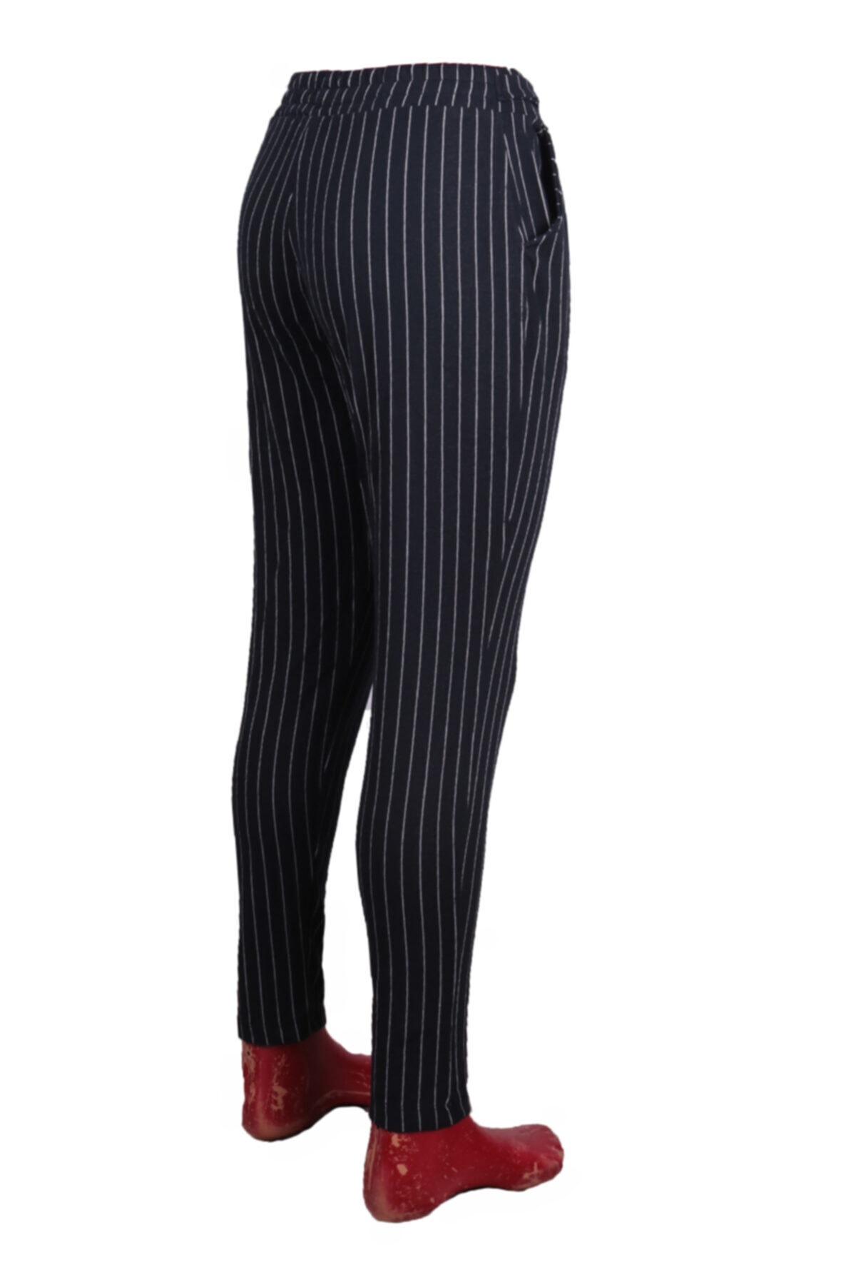 Kadın Lacivert Yürüyüş Spor Boy Çizgili Tayt