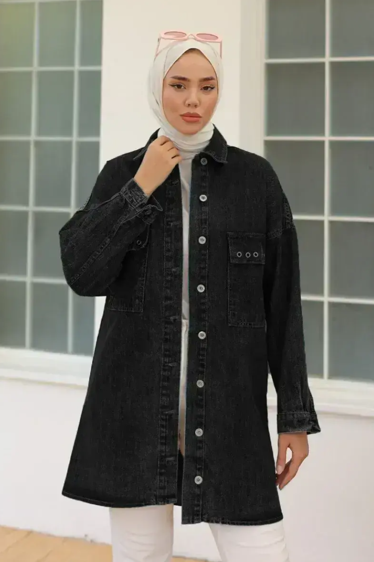 Siyah Tesettür Bayan Ceket