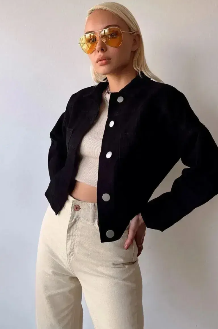 Siyah Bayan Denim Ceket